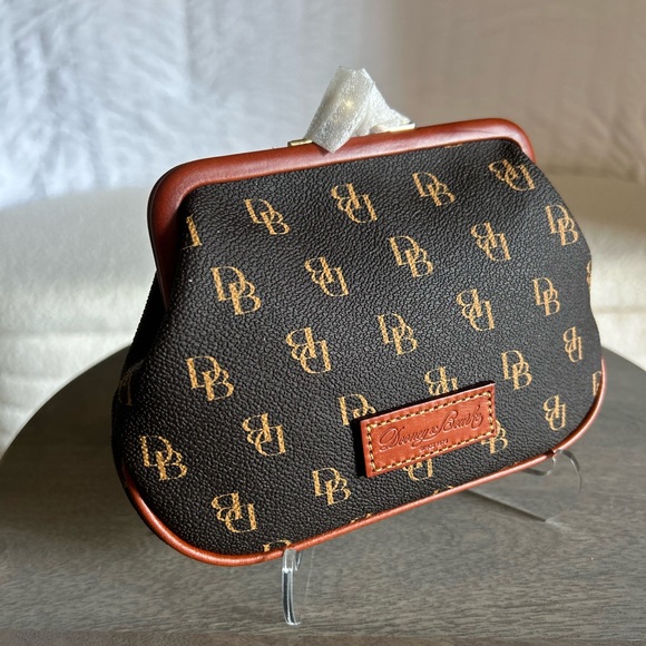 Dooney and Bourke Gretta Large Framed Purse (kisslock) in BROWN TMORO - Picture 3 of 5